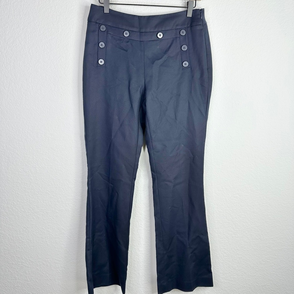 Cabi Pants Womens Size 4 Blue Flare Sailor‎ Buttons Career Office Work Trouser